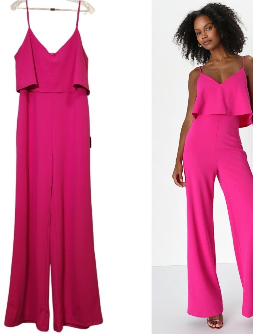 LULUS NWT Make It a Date Magenta Sleeveless Wide-Leg Jumpsuit, Size XL